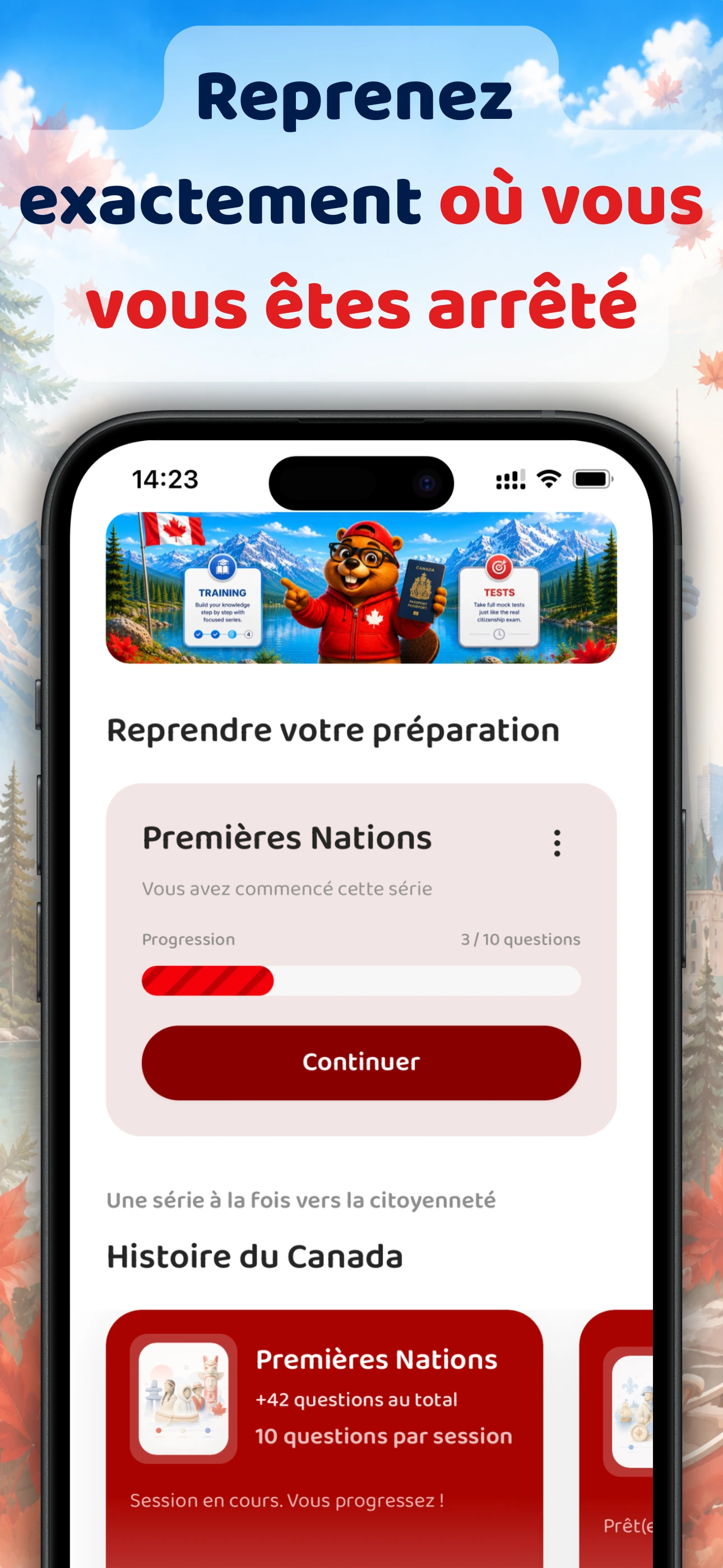Capture d'écran de l'application Beaver O! 8