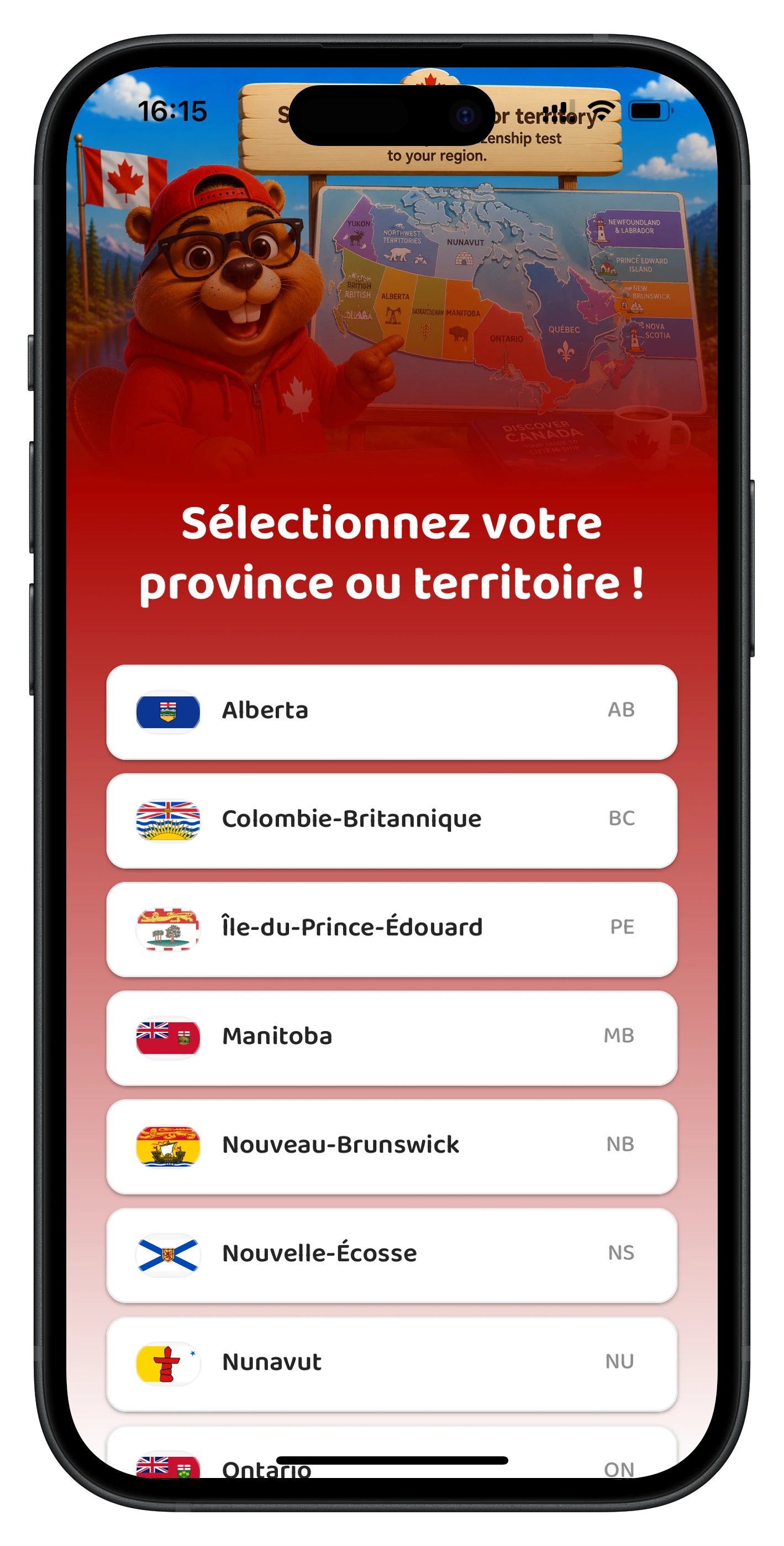 Capture d'écran de l'application Beaver O! 1