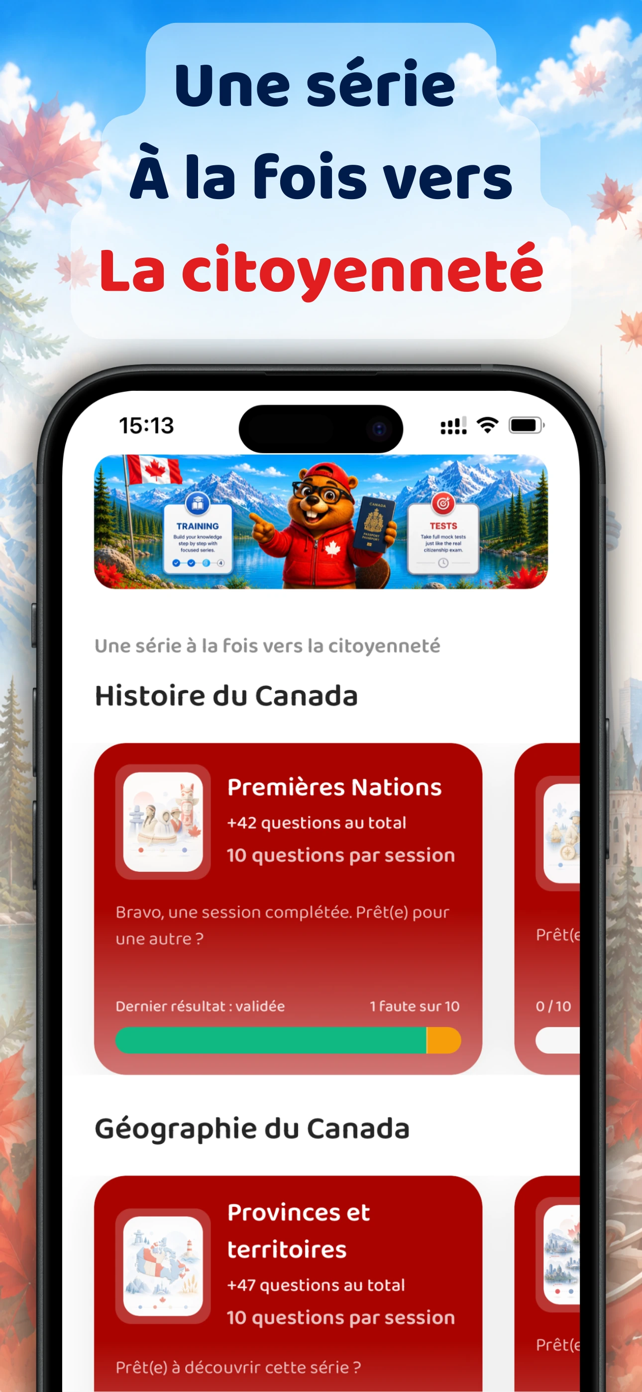 Capture d'écran de l'application Beaver O! 2