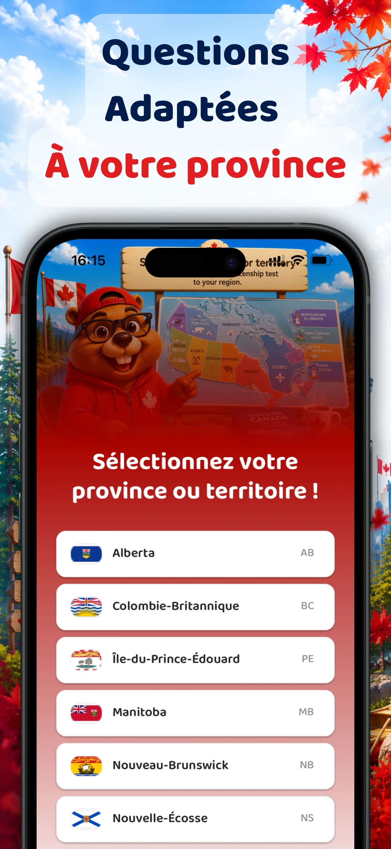 Capture d'écran de l'application Beaver O! 3